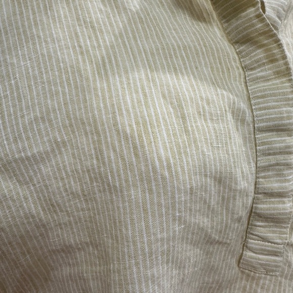 J Jill Women’s 100% Linen Butter Yellow Striped Shirt size Large - Picture 2 of 6